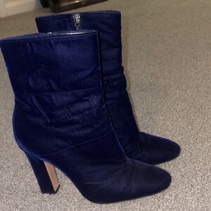 Gianvito Rossi Midnight Blue Velvet Heeled Boots
